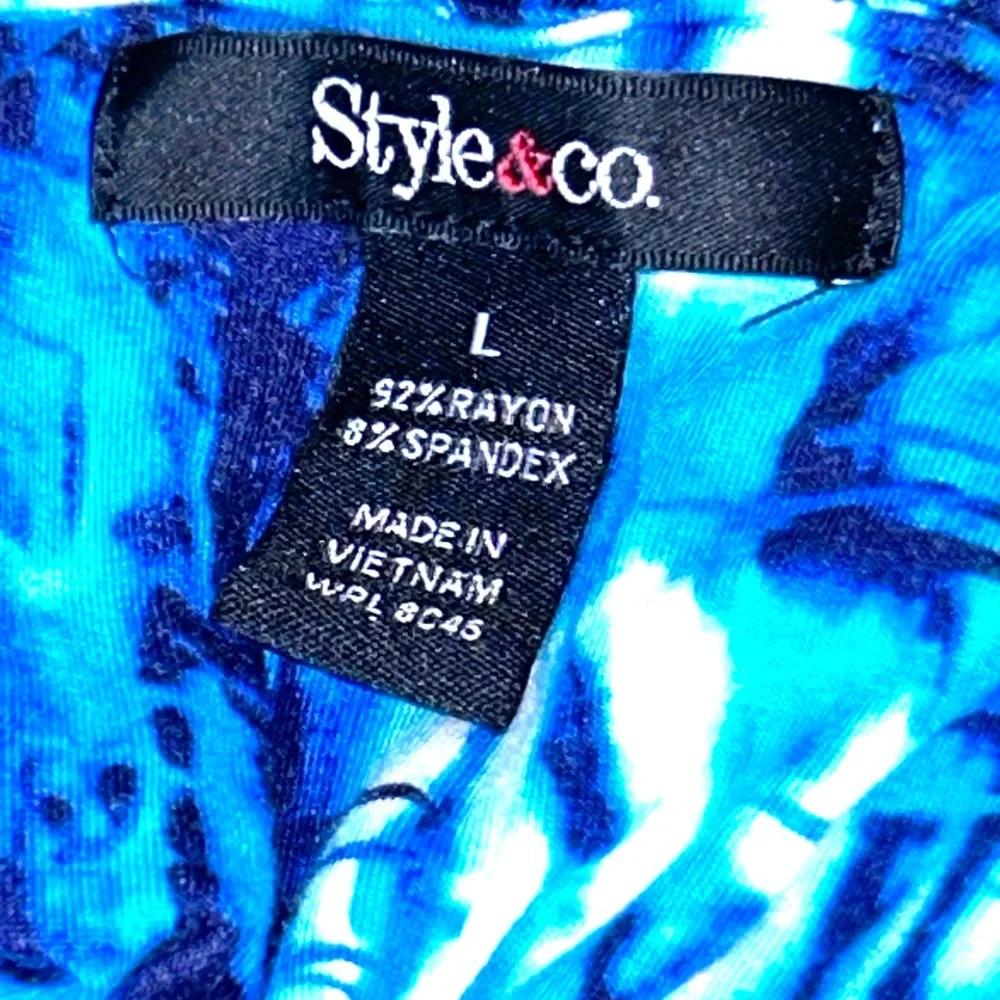 Style &Co. Blue Floral/Tropical Dress Size Large - Picture 4 of 8